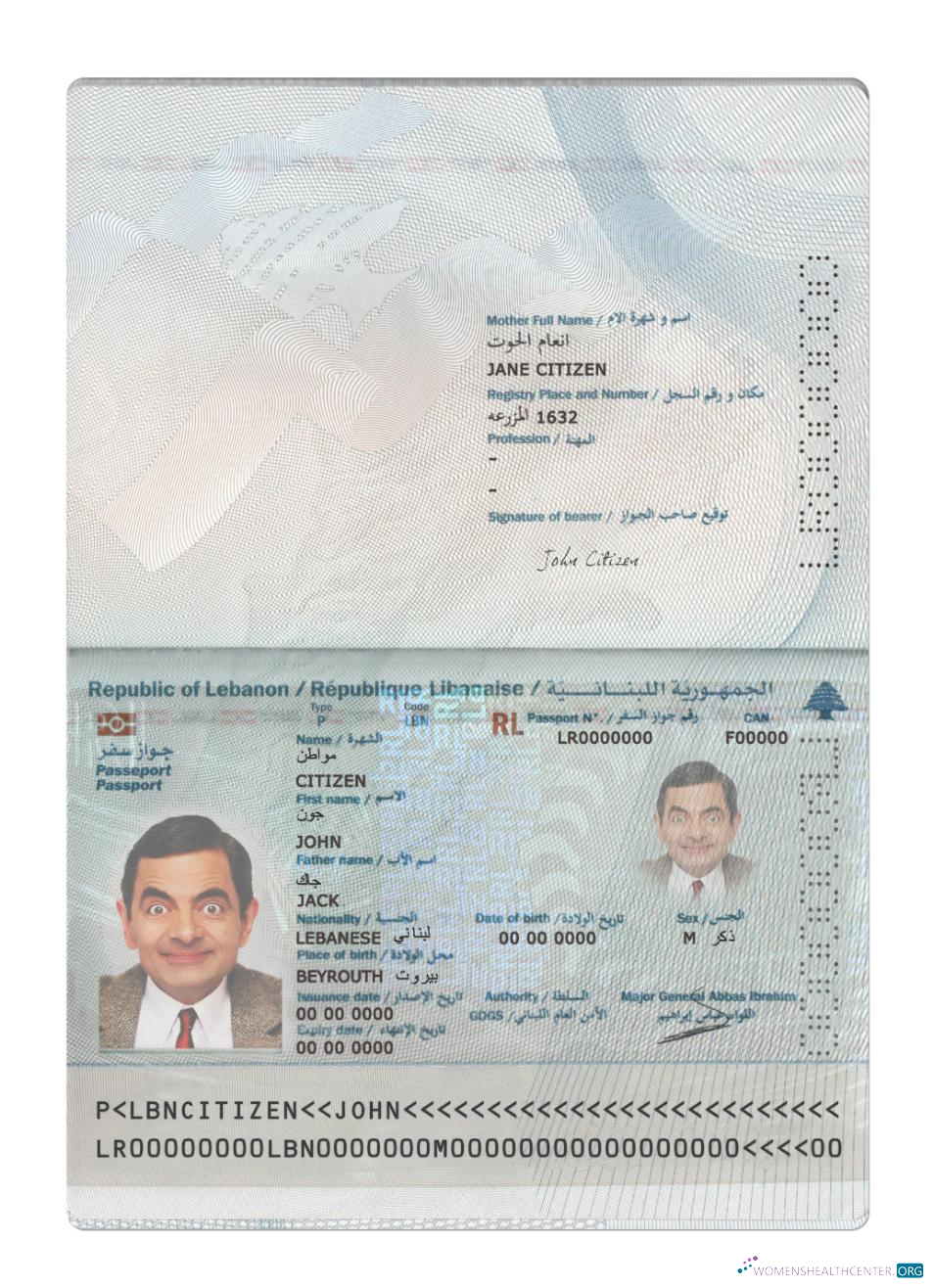Download Lebanon passport 2022 present Photoshop template